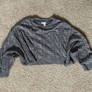 NWOT Topshop Cropped Chunky Oversized Sweater in Grey S/M